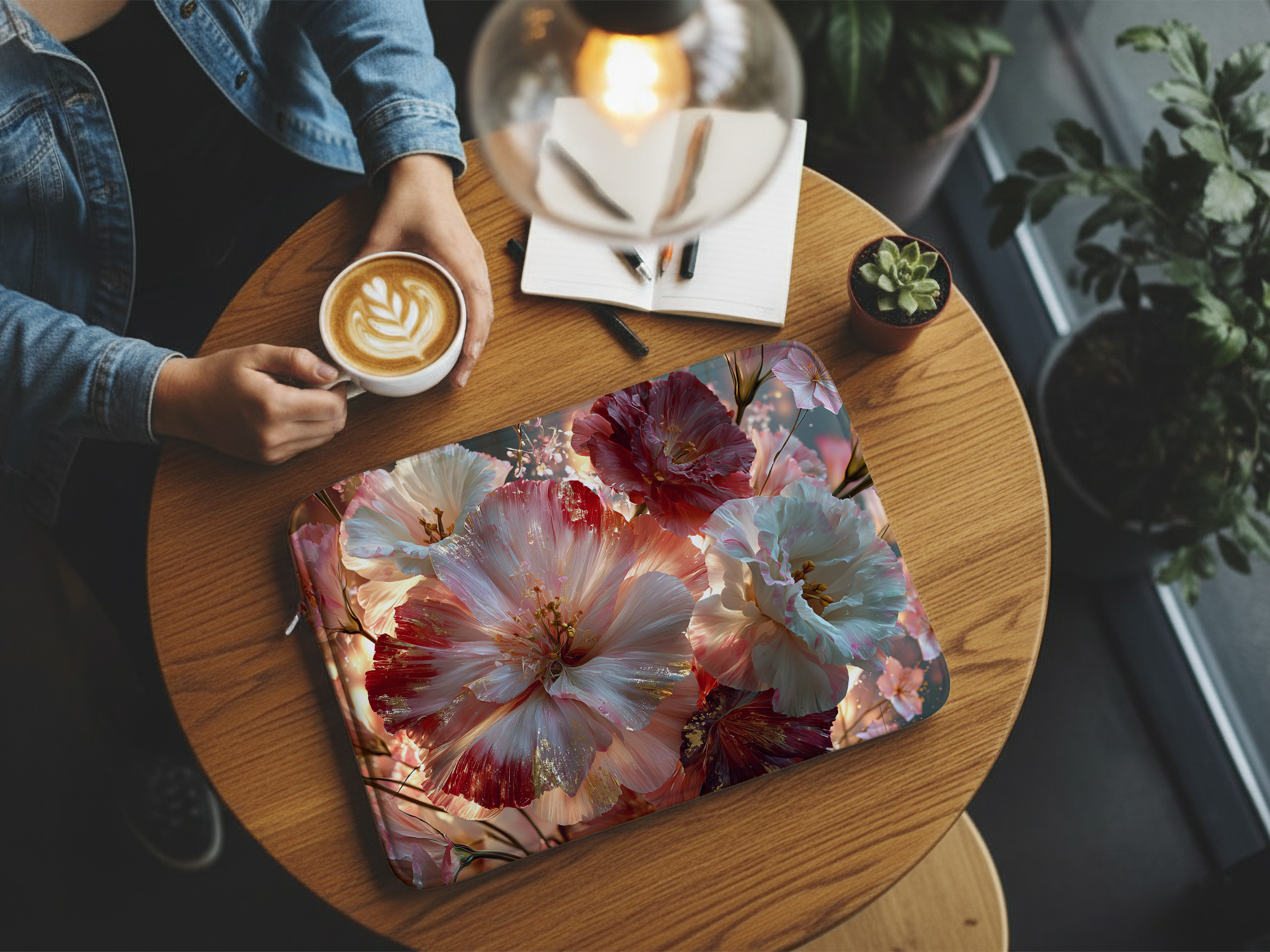 Cosmos Flower Laptop Sleeve Custom Printed with Name for Botanical Style