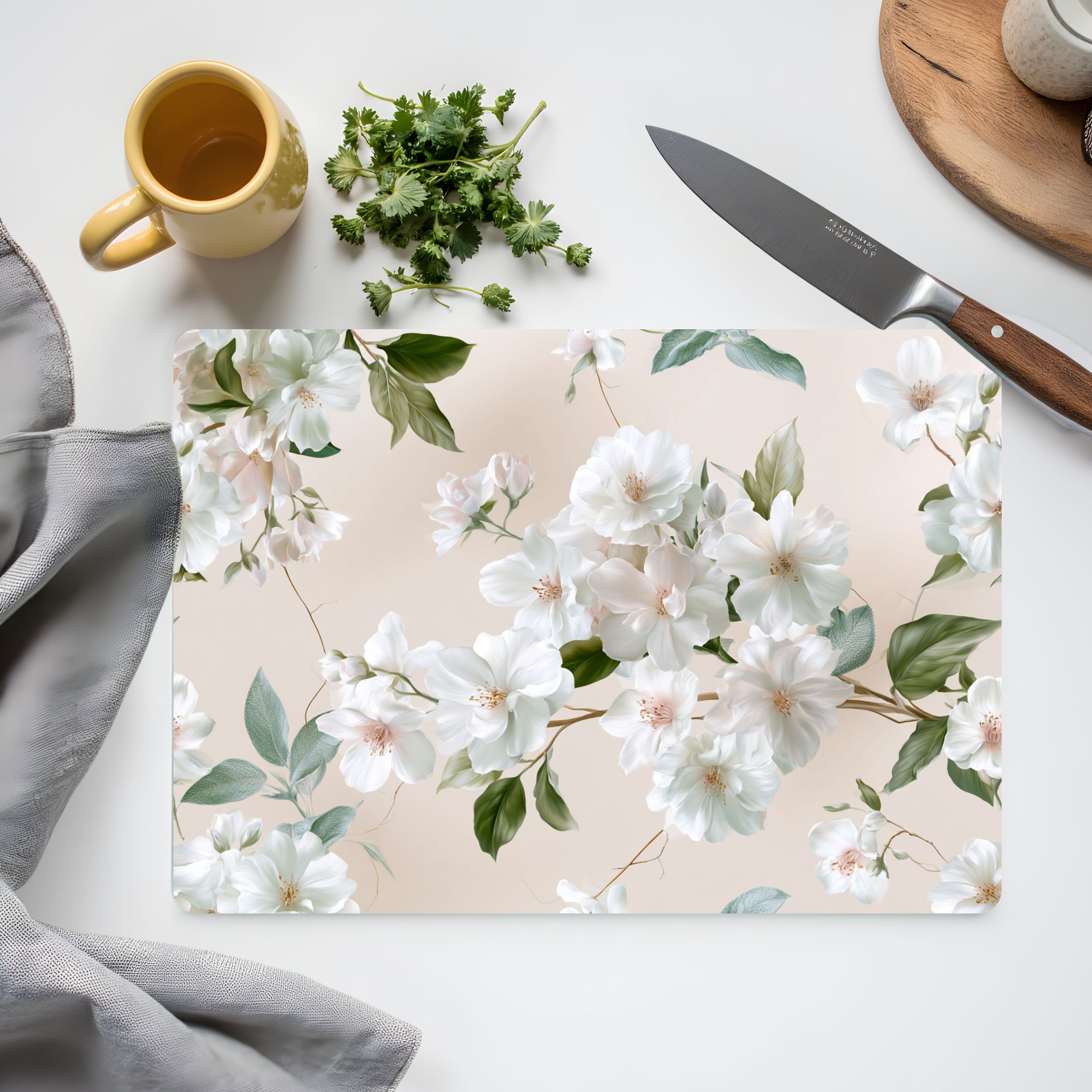 Spring Blossom Glass Cutting Board Personalized for Bright Kitchen Elegance