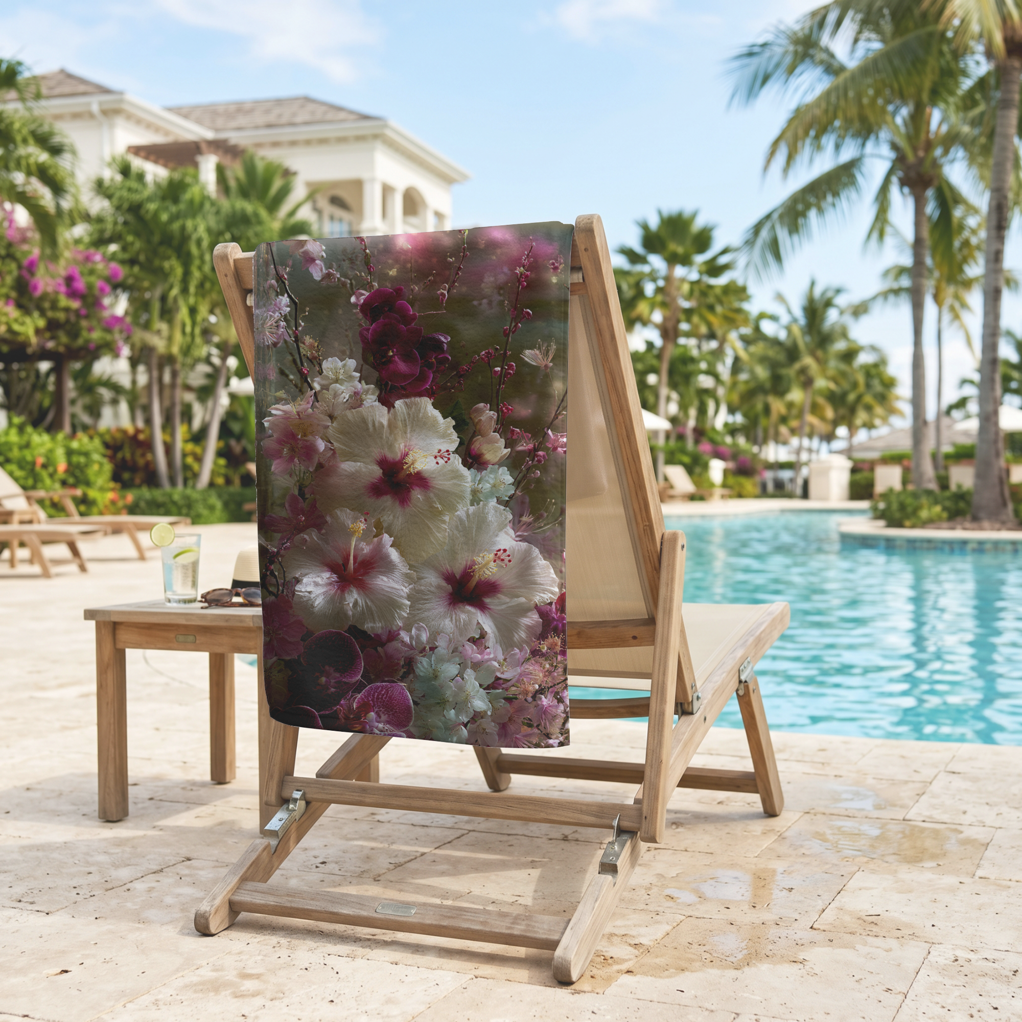 Personalized Floral Bath Towel with Custom Name