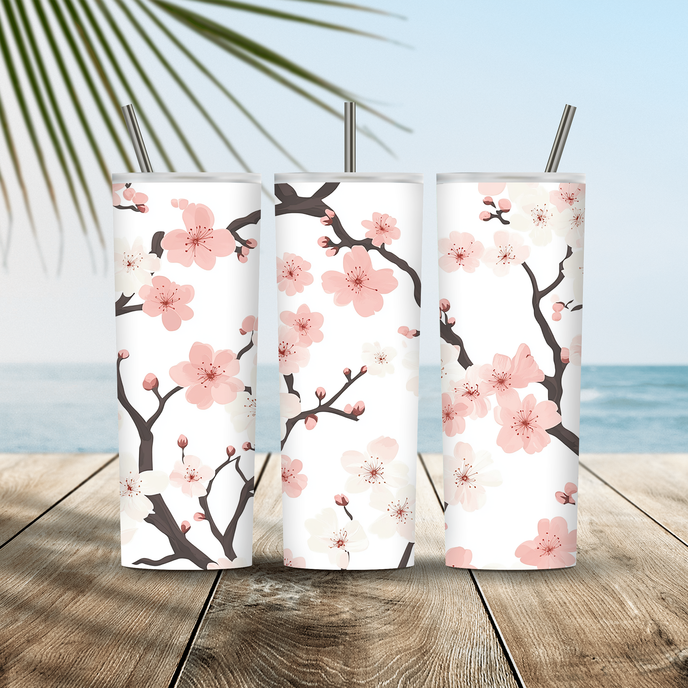Personalized Floral Travel Mug with Handle | Custom Name Stainless Steel Coffee Mug Gift