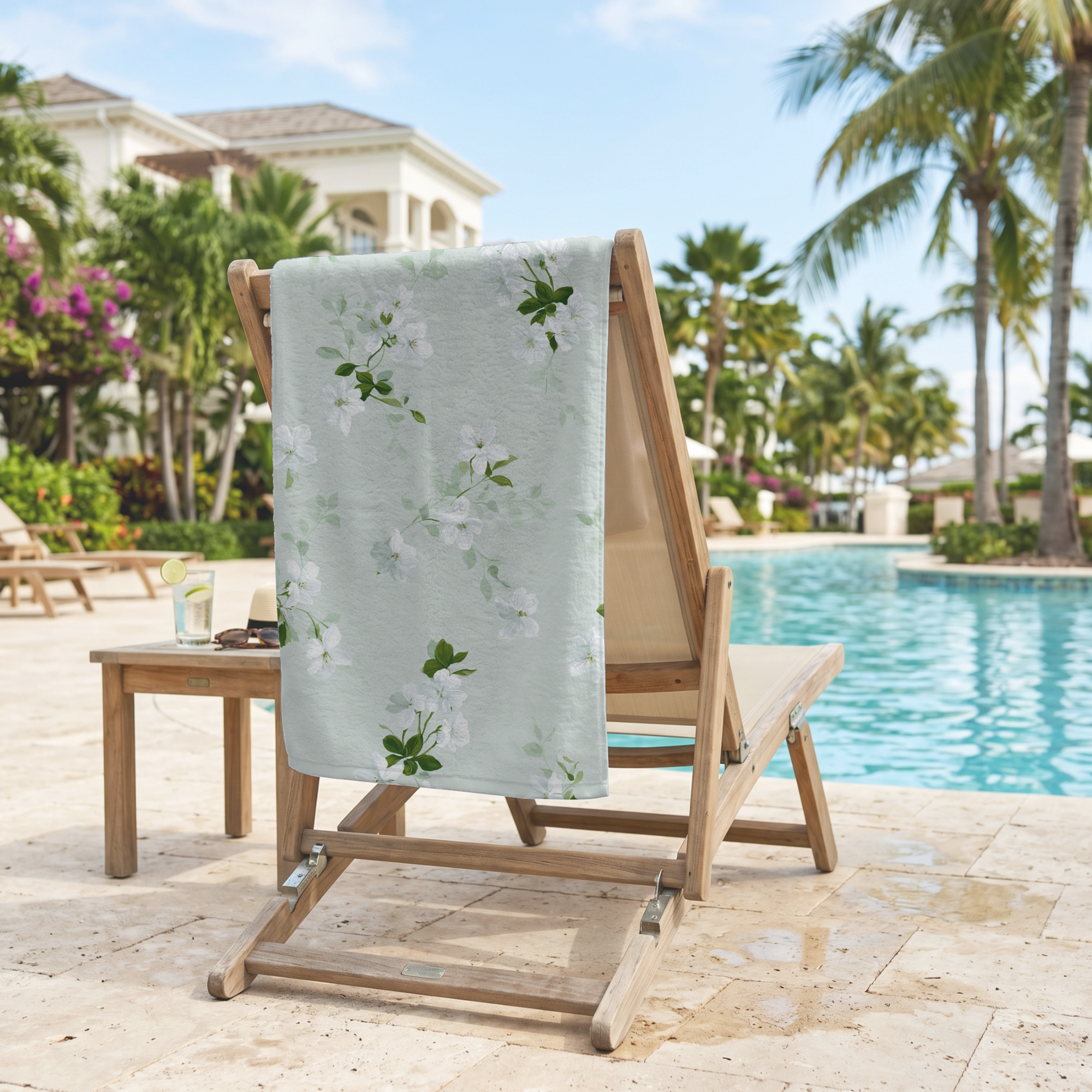 Custom Botanical Bath Towel with Personalized Name