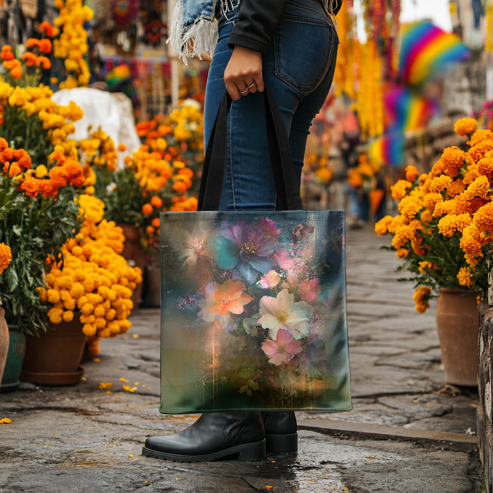Personalized Garden Market Tote Bag with Custom Name for Shopping & Daily Use