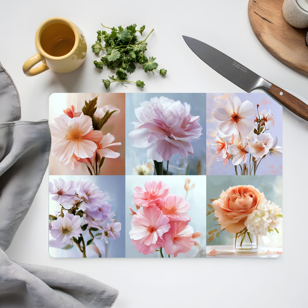 Floral Glass Cutting Board Personalized for Botanical Home Entertaining