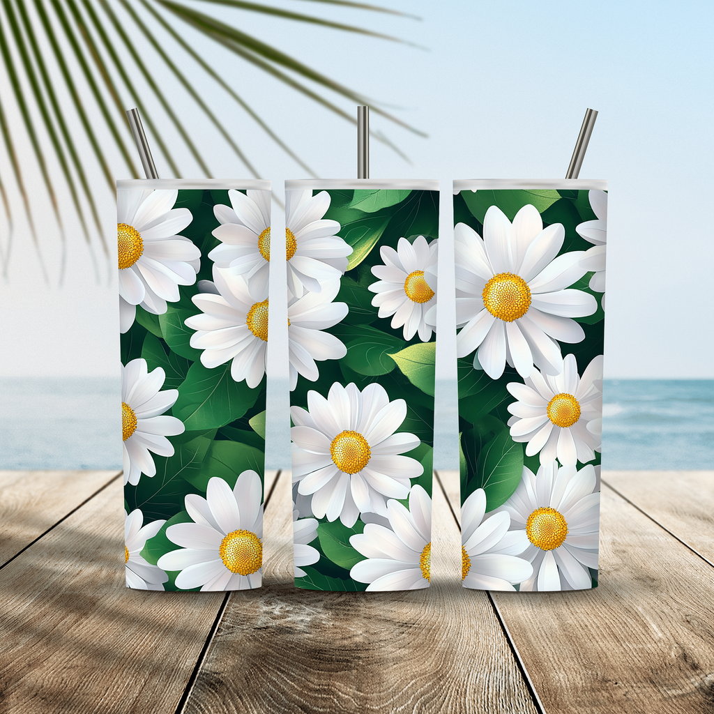 Personalized Botanical Drink Tumbler with Custom Floral Name Design