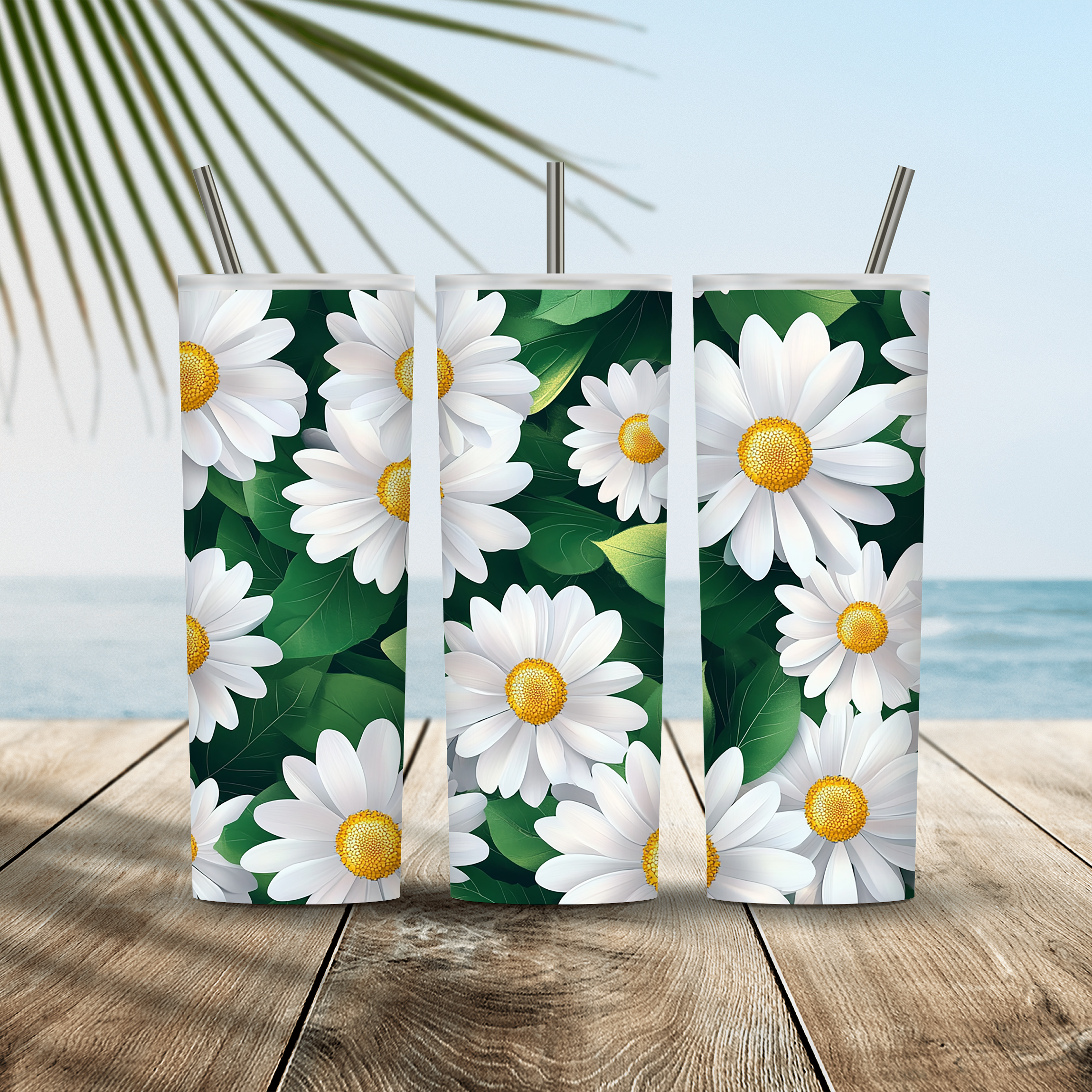 Personalized Botanical Drink Tumbler with Custom Floral Name Design