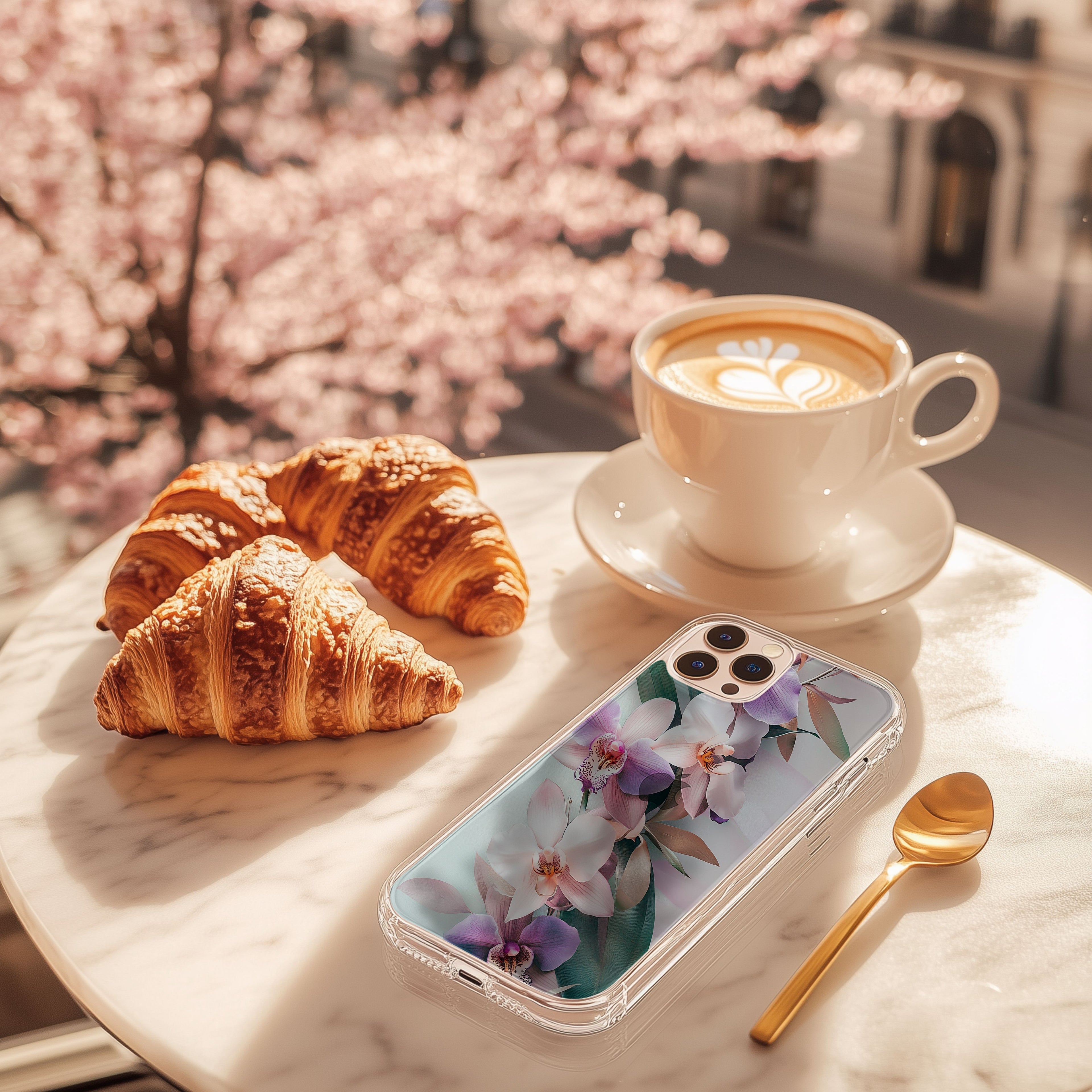 Custom White Botanical iPhone Case with Personalized Name & Floral Designer Cover
