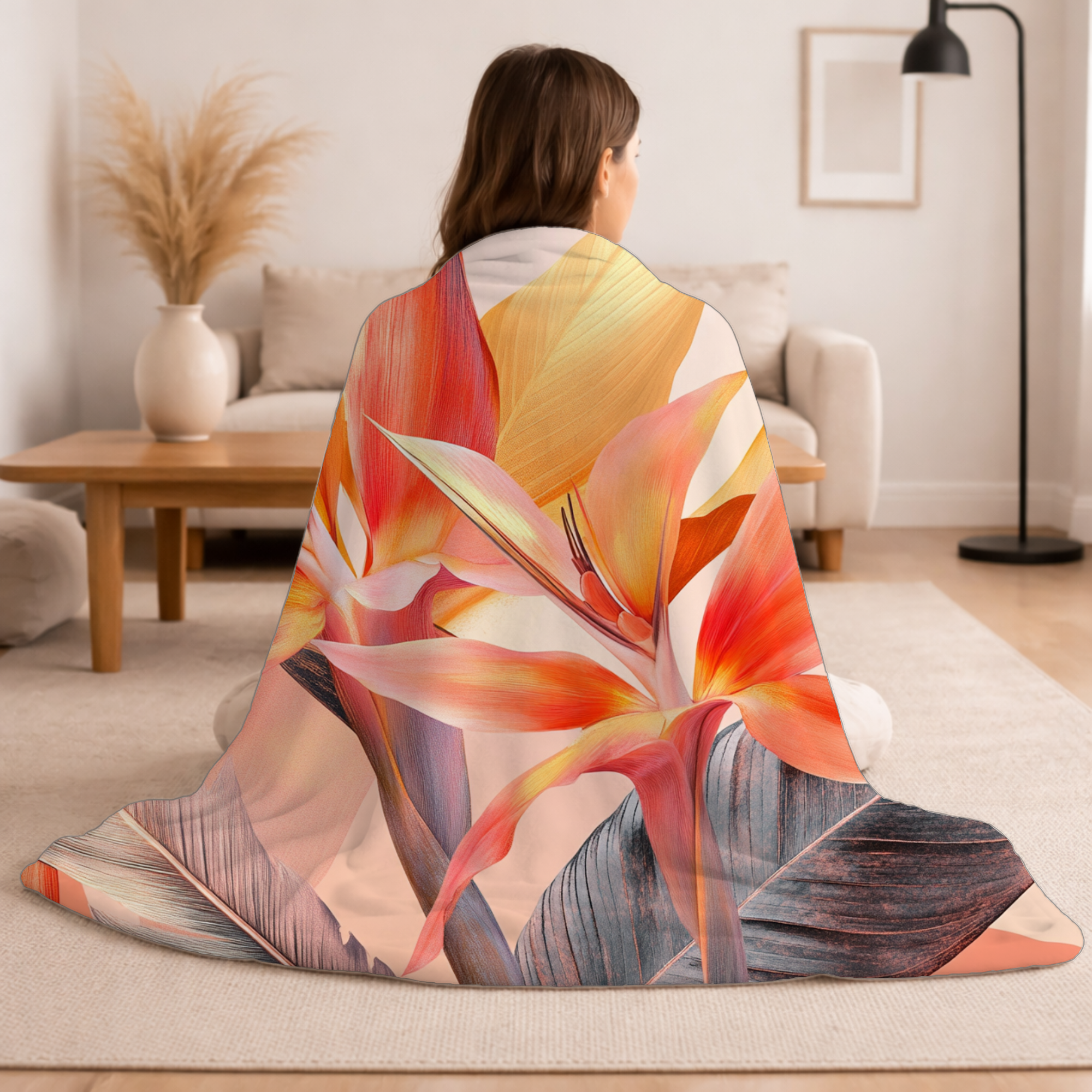 Personalized Tiger Lily Sherpa Blanket with Custom Name
