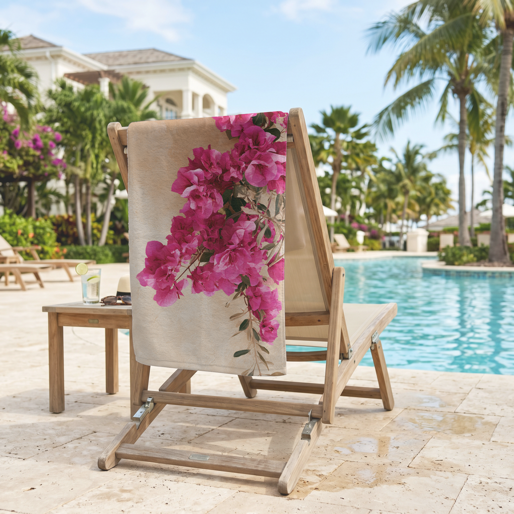 Personalized Floral Bathroom & Beach Towel with Name