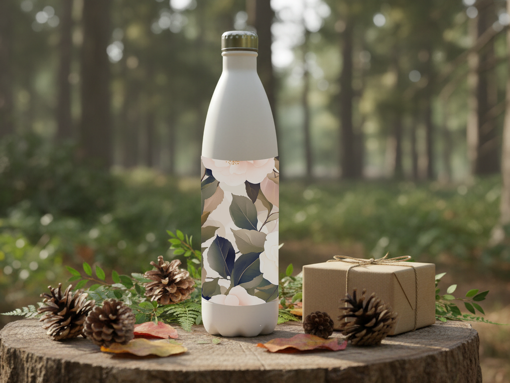 Personalized Floral Stainless Steel Water Bottle for Blossom Terrace Adventures