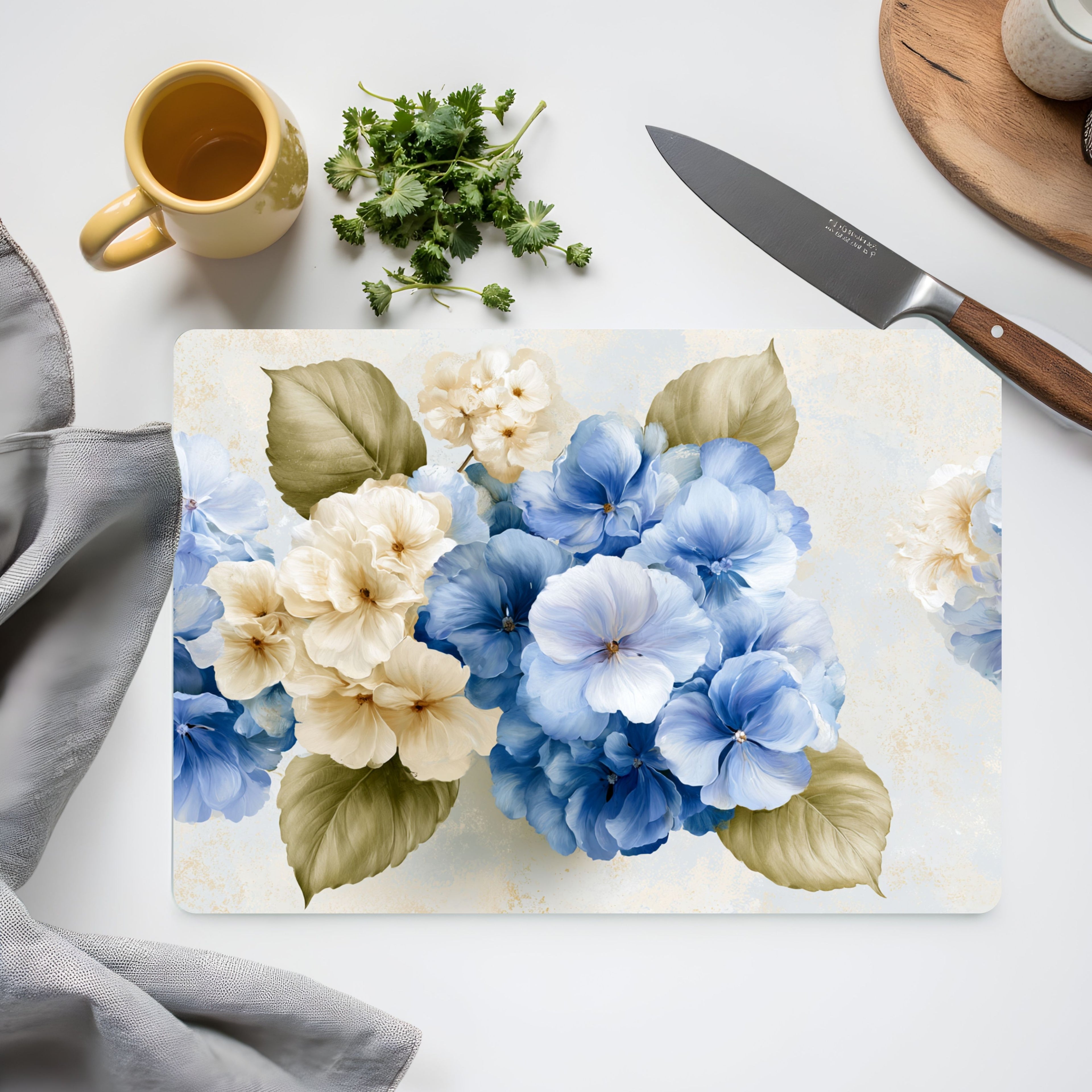 Hydrangea Harvest Glass Display Board Customized for Charming Cottage Entertaining