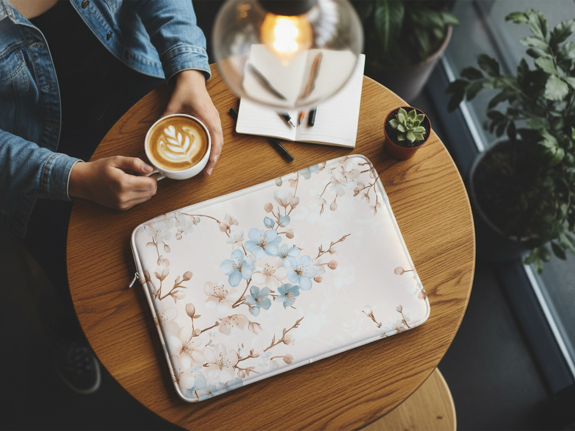 Personalized Sakura Blossom Tech Sleeve with Custom Name