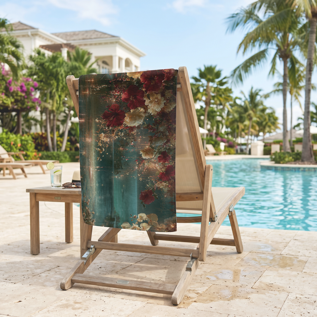 Personalized Botanical Beach Towel with Custom Name