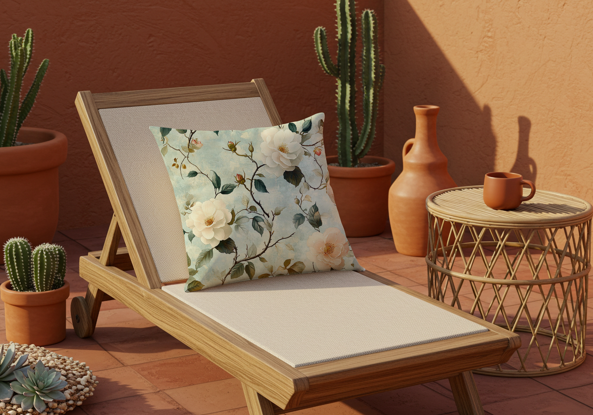 Personalized Wild Rose Cottage Pillow with Custom Name