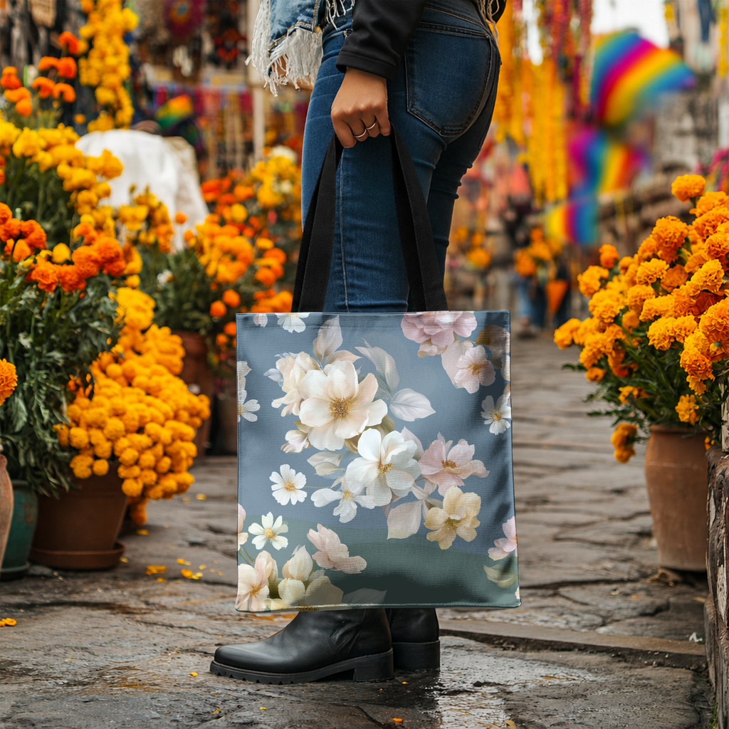 Personalized Botanical Everyday Tote Bag with Custom Name for Shopping & Travel