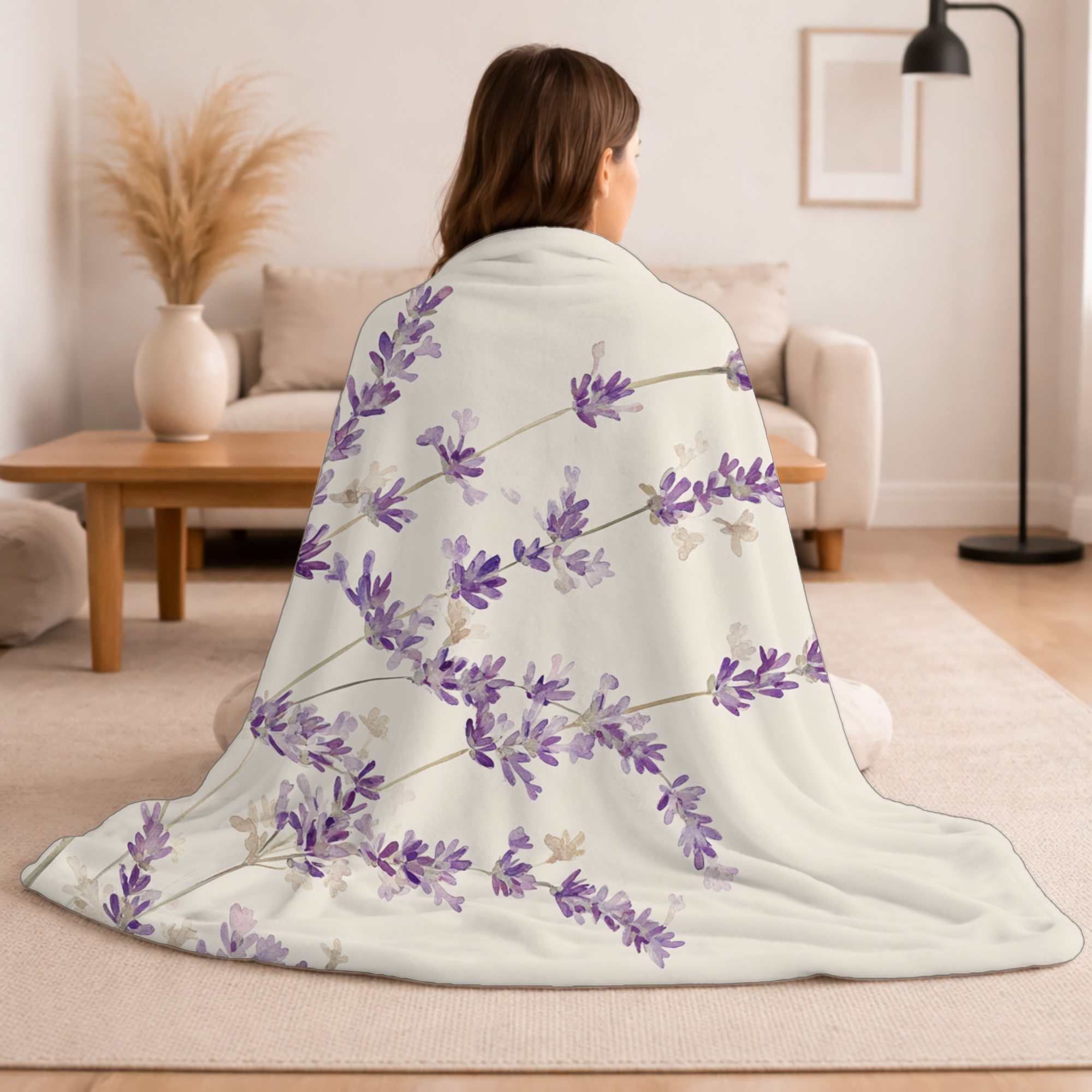 Personalized Lavender Meadow Sherpa Blanket with Custom Name