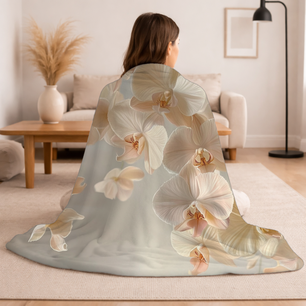 Personalized Orchid Hideaway Sherpa Blanket with Custom Name