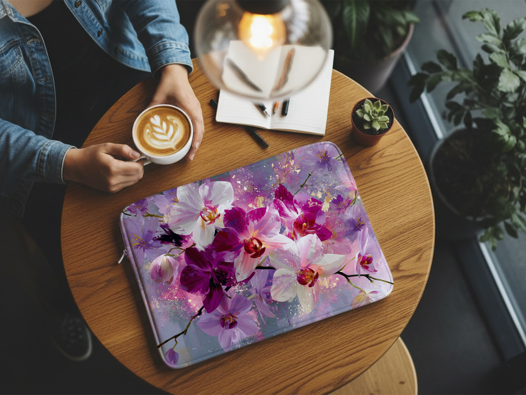 Phalaenopsis Orchid Laptop Organizer with Custom Name