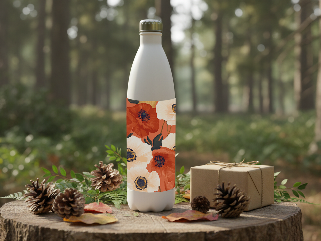 Custom Anemone Water Bottle Personalized with Name for Floral Enthusiasts