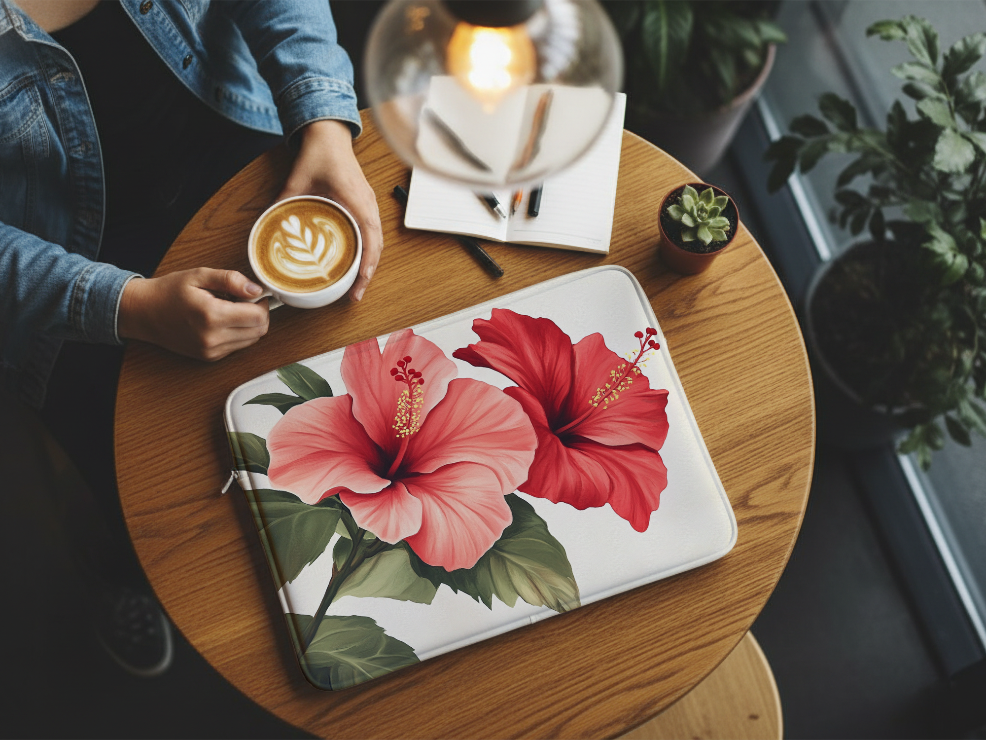 Tropical Hibiscus Laptop Folio Personalized with Name Botanical Device Case