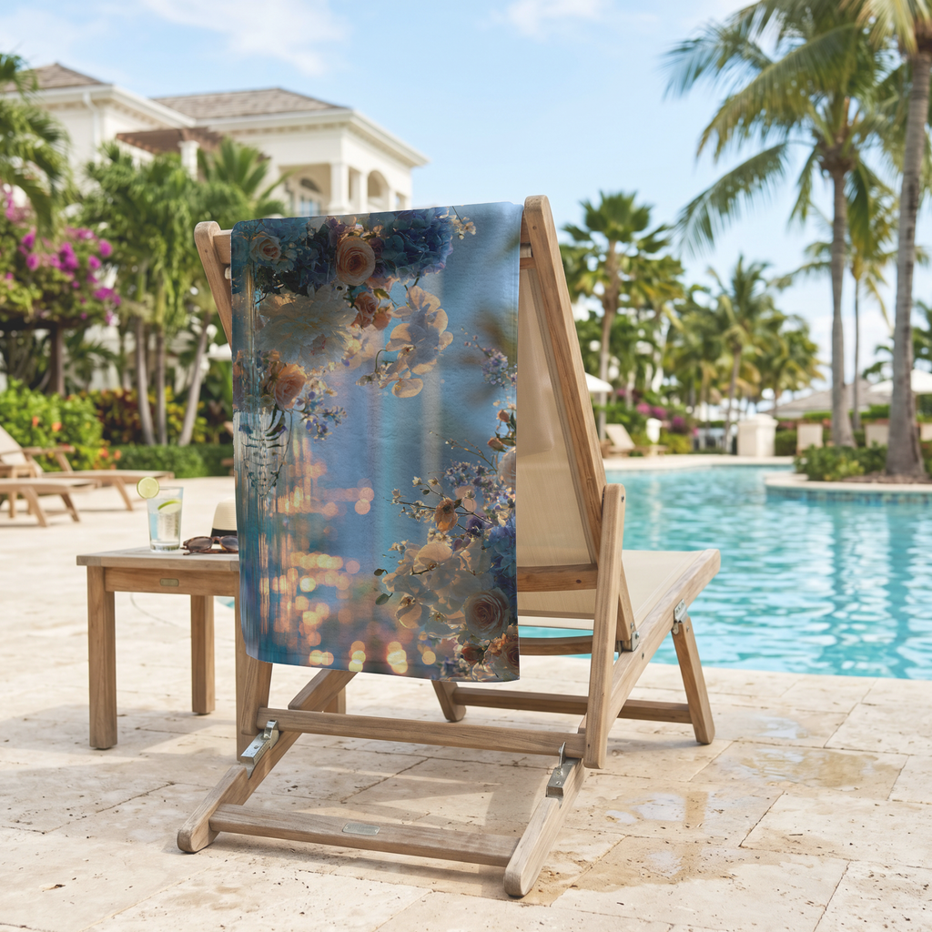 Personalized Botanical Beach Towel with Custom Name