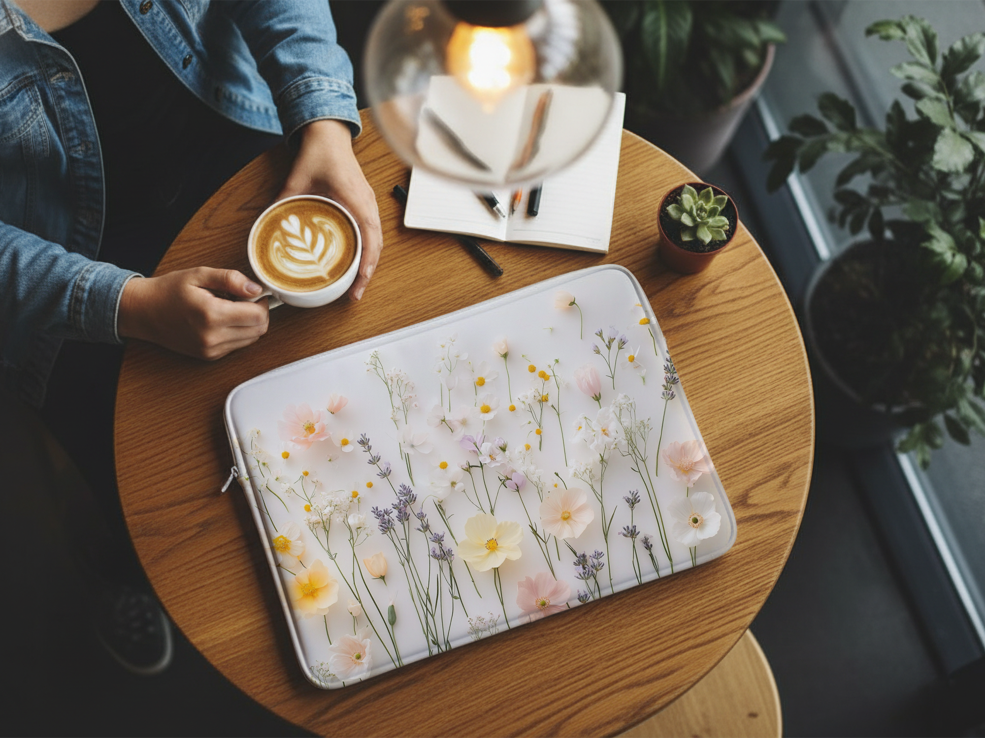Meadow Bouquet Laptop Sleeve with Custom Name