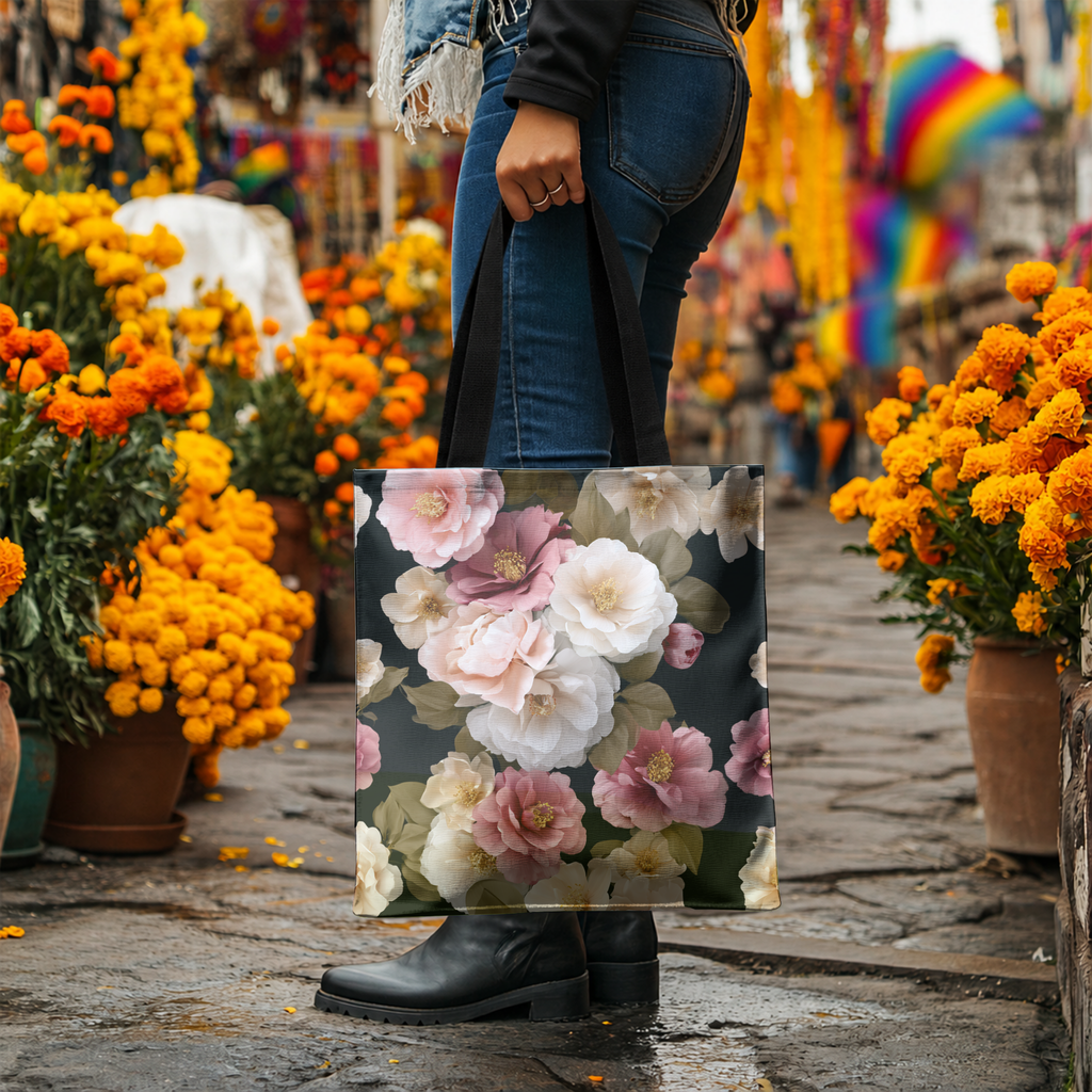 Custom Botanical Tote Bag with Personalized Name for Shopping, Travel & Daily Carry