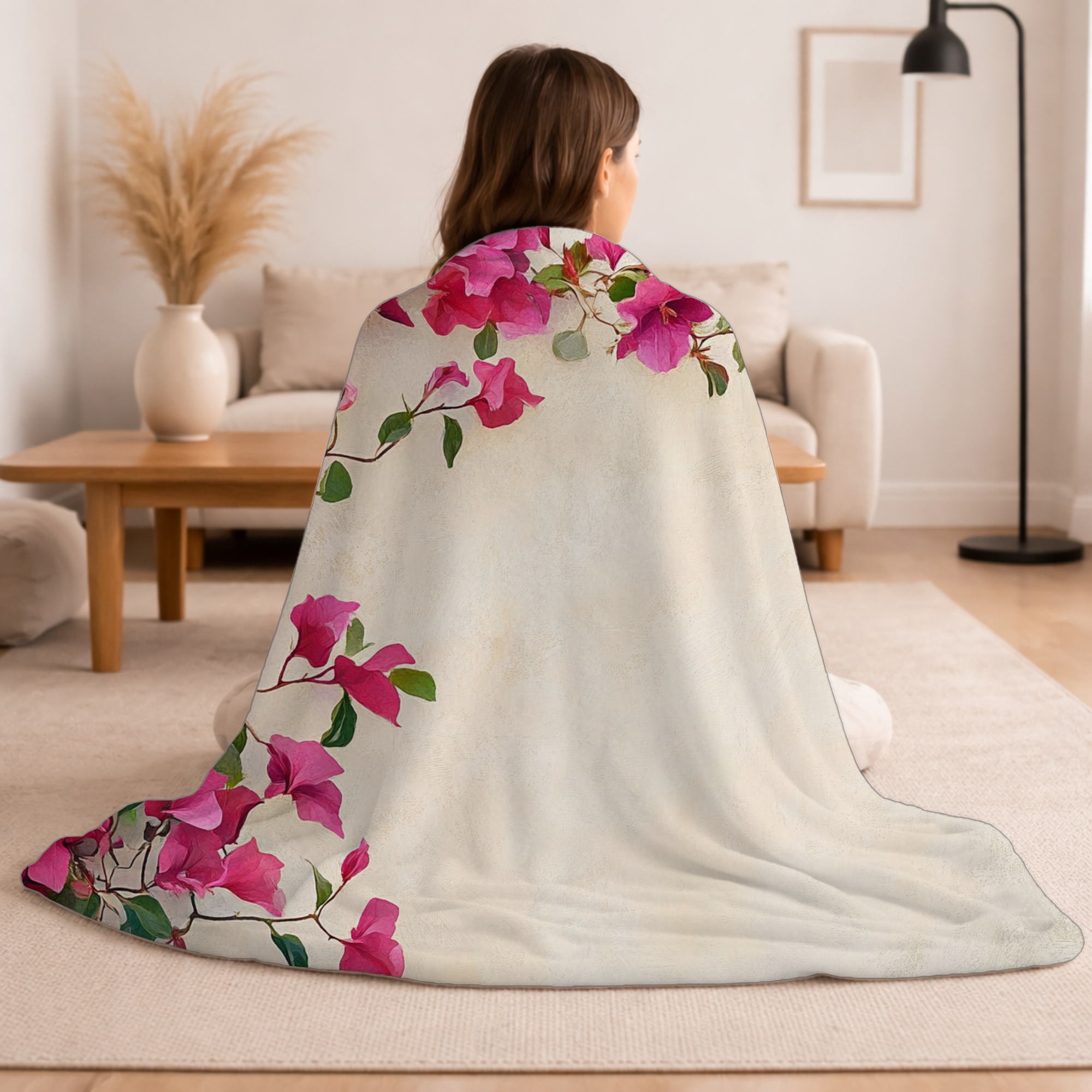 Personalized Sunlit Petals Sherpa Blanket with Custom Name