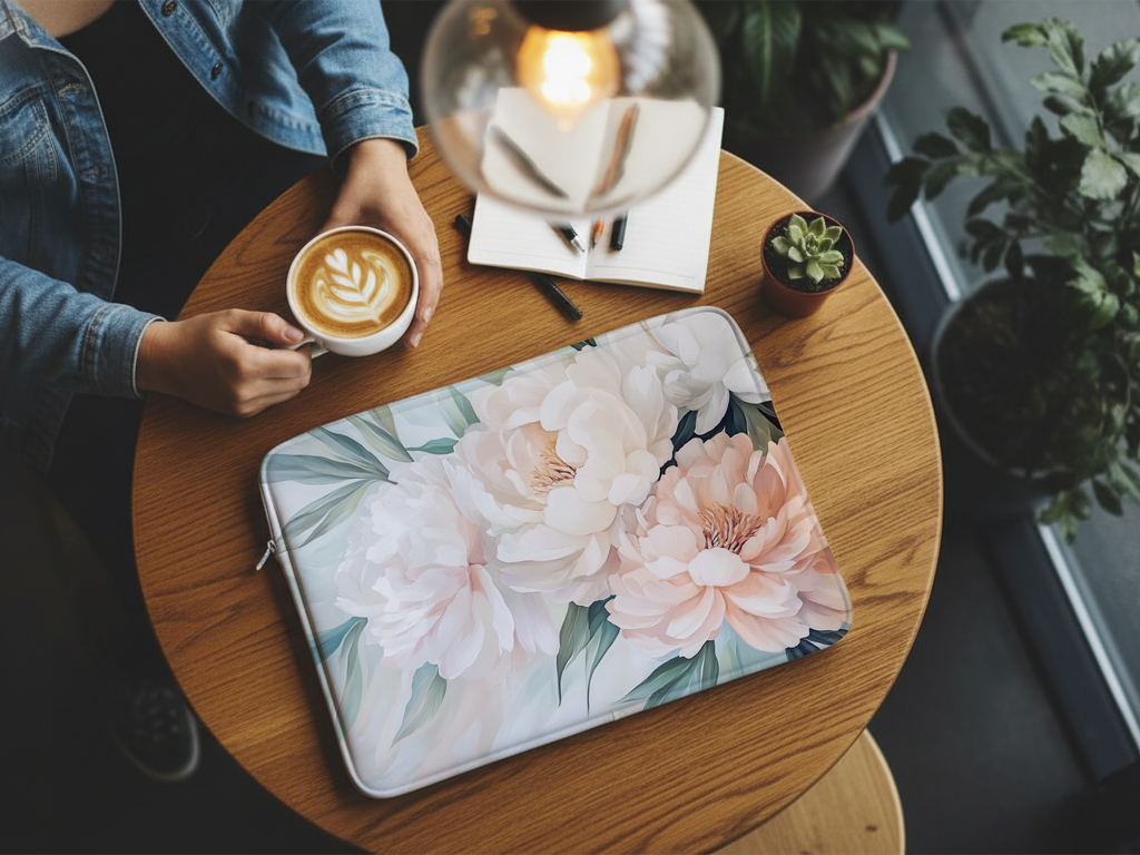 Peony Garden Laptop Sleeve Personalized with Name