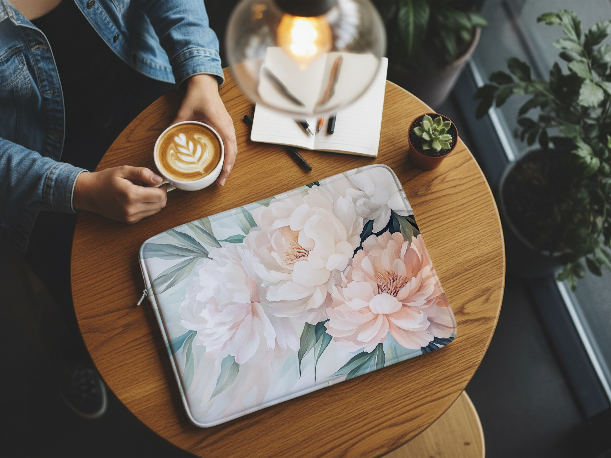 Peony Garden Laptop Sleeve Personalized with Name