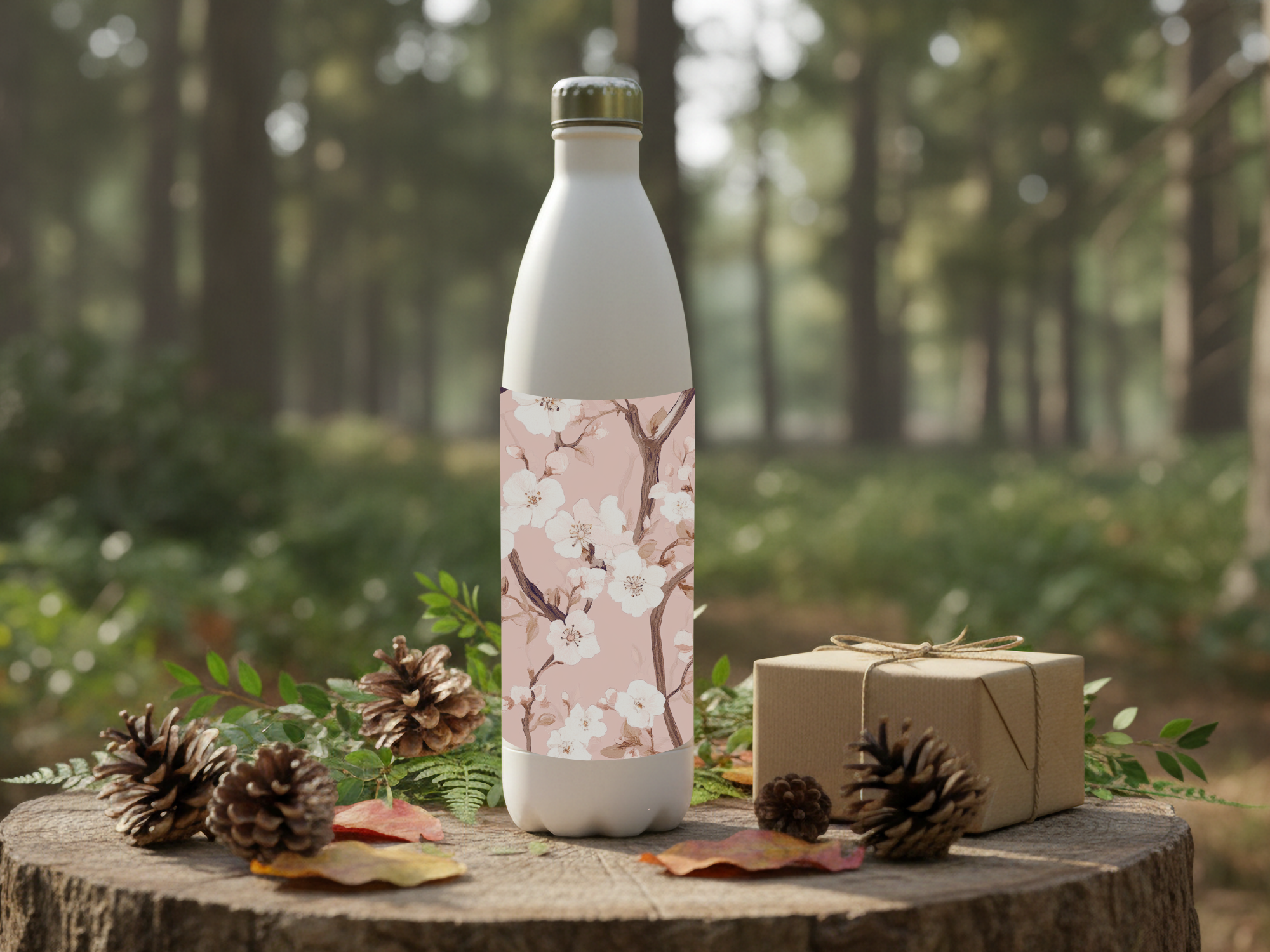 Sakura Petal Journey Water Bottle with Personalized Name