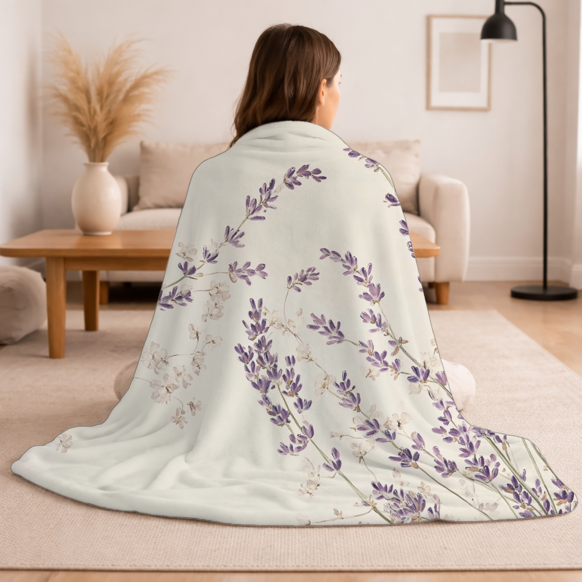 Personalized Lavender Garden Sherpa Blanket with Custom Name