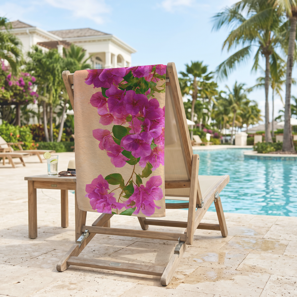 Custom Name Botanical Bath Towel | Personalized Floral Bathroom Towel