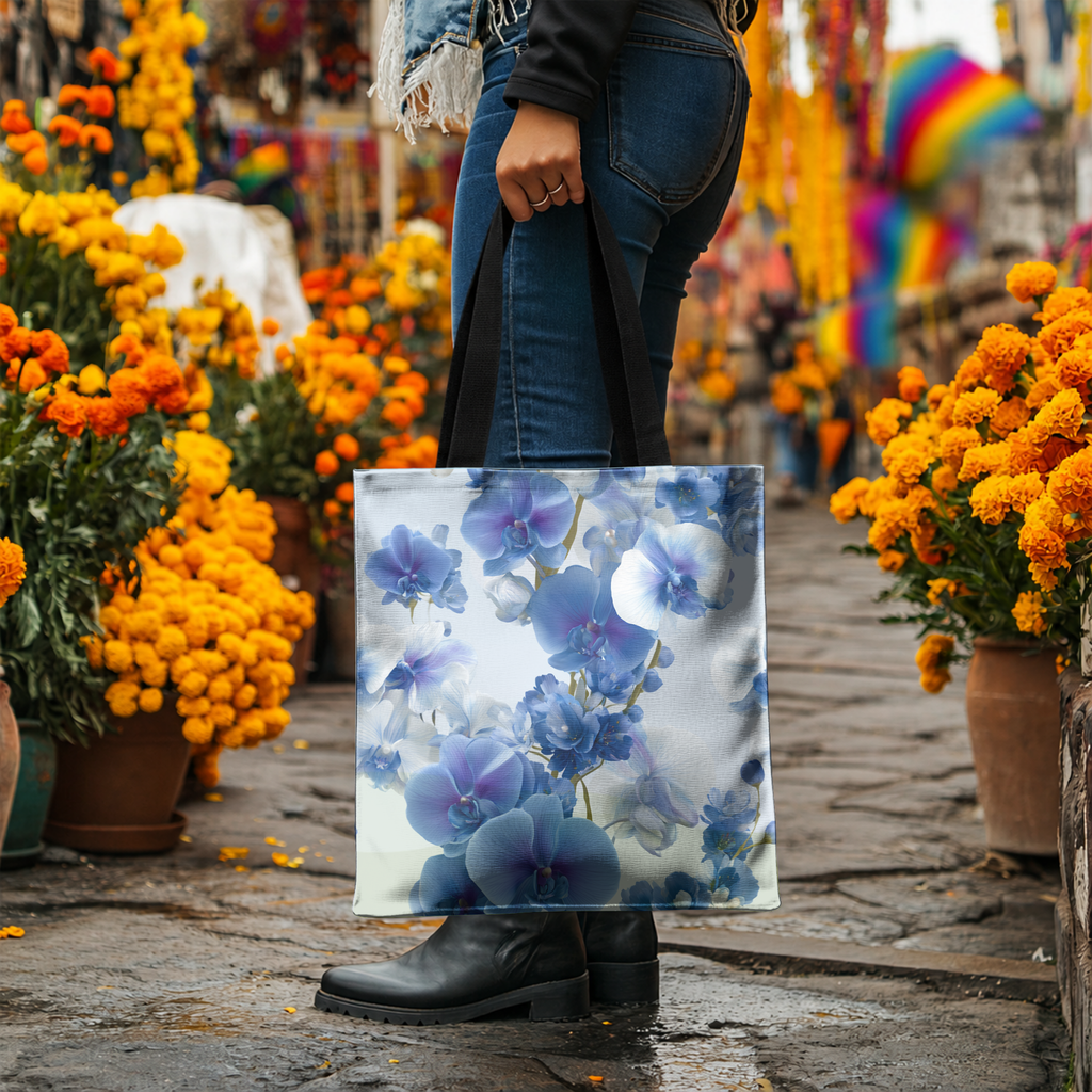 Custom Blue Orchid Shopper Tote Bag with Personalized Name for Everyday Carry