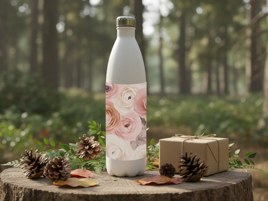 Ranunculus Stainless Steel Water Bottle Personalized for Bloom Terrace Explorations