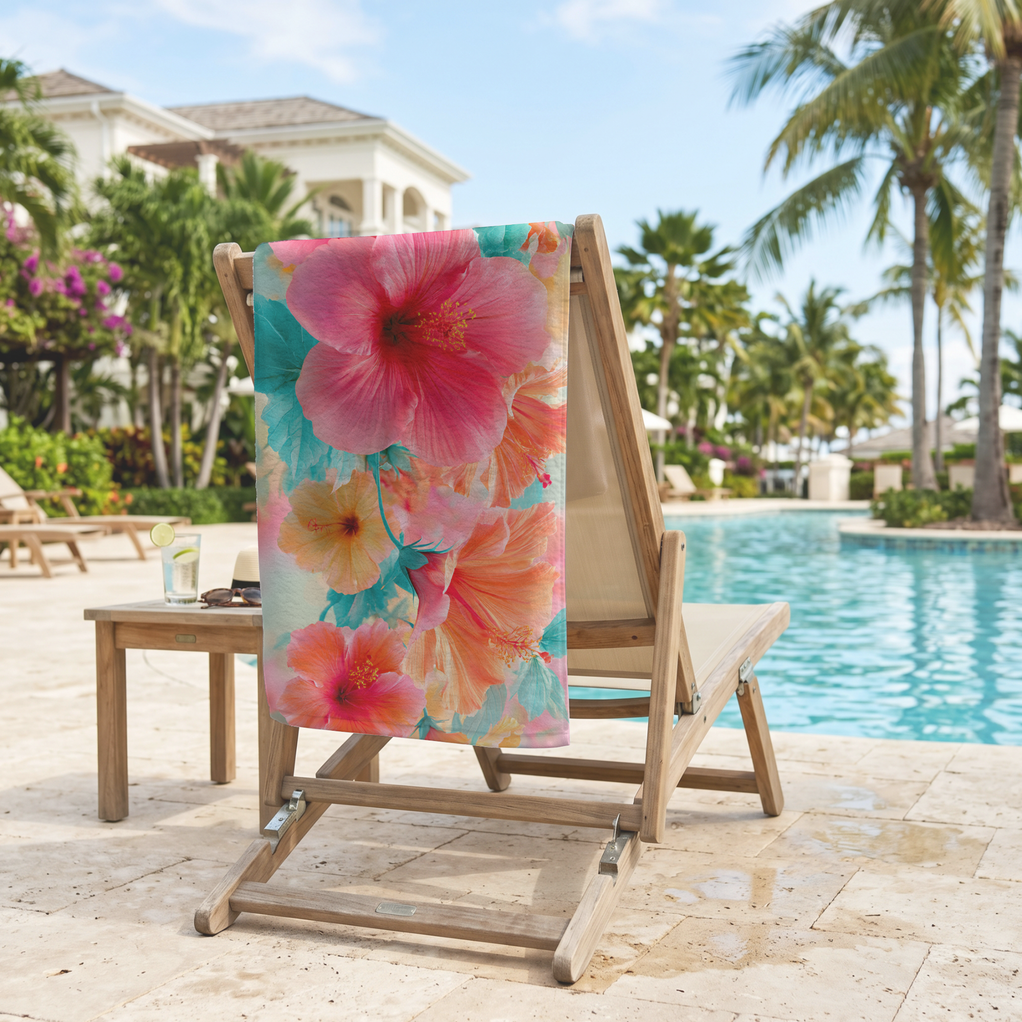Custom Botanical Beach Towel with Personalized Name