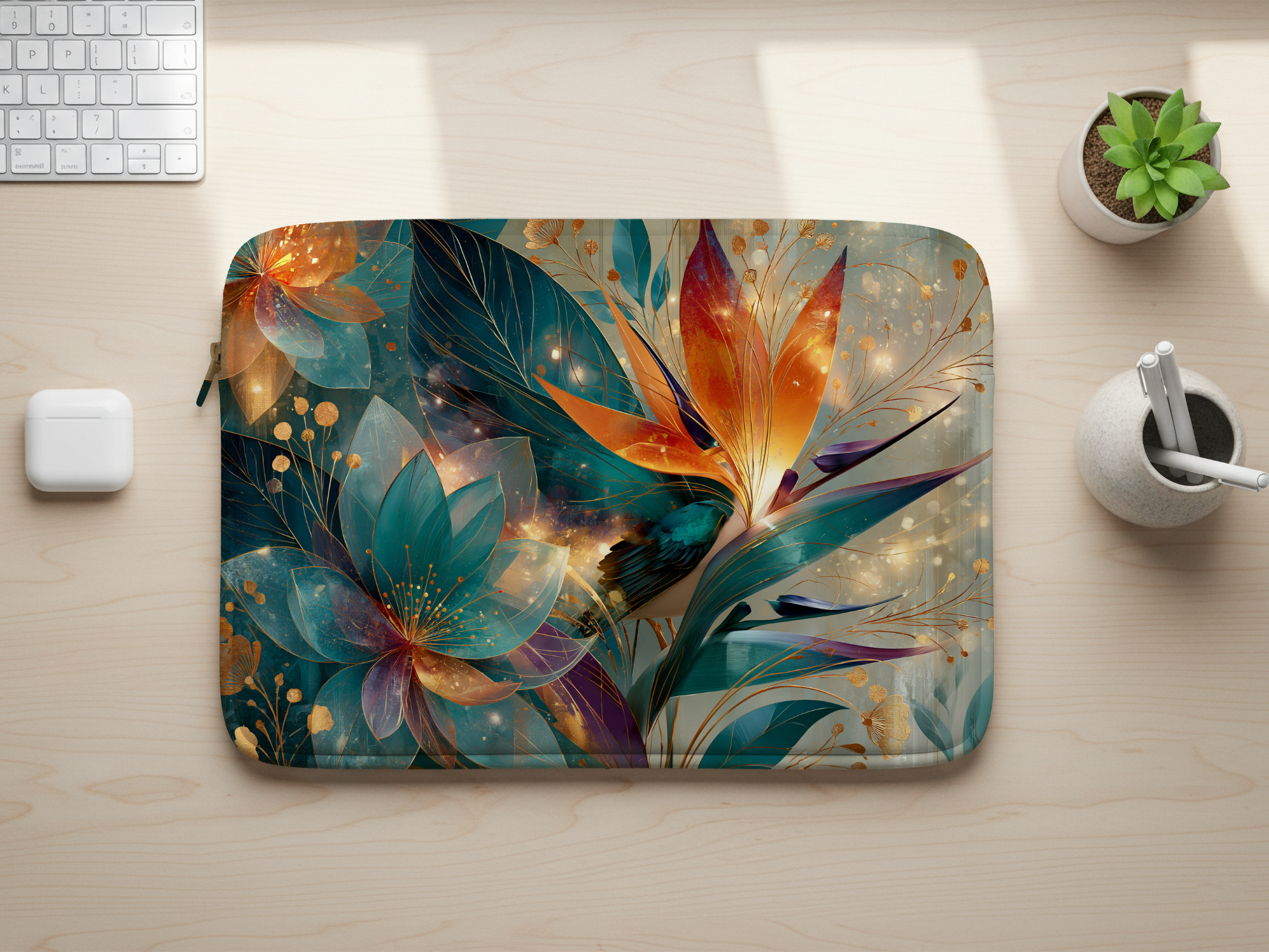 Personalized Floral Laptop Sleeve for Nature Lovers Custom Botanical Tech Case