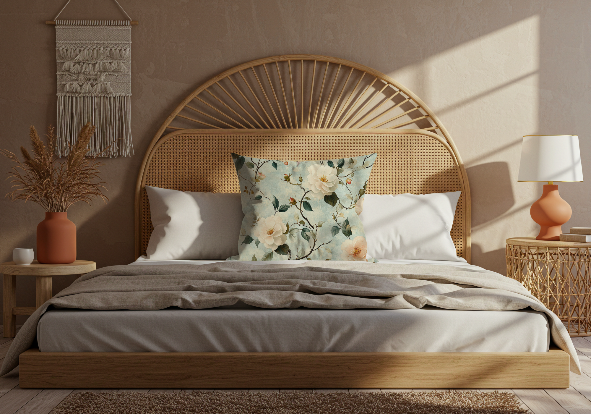 Personalized Wild Rose Cottage Pillow with Custom Name