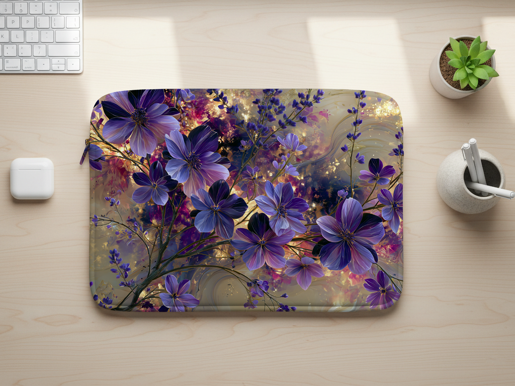 Custom Garden Inspired Laptop Sleeve with Personalized Name Nature Tech Case