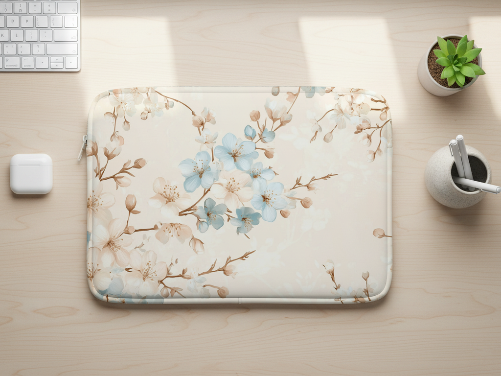 Personalized Sakura Blossom Tech Sleeve with Custom Name