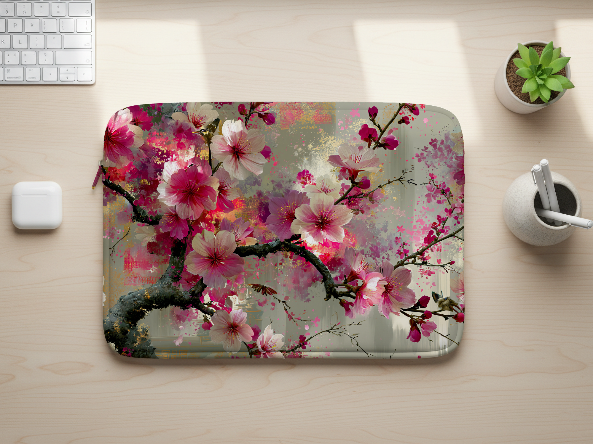 Cherry Blossom Computer Portfolio with Custom Name