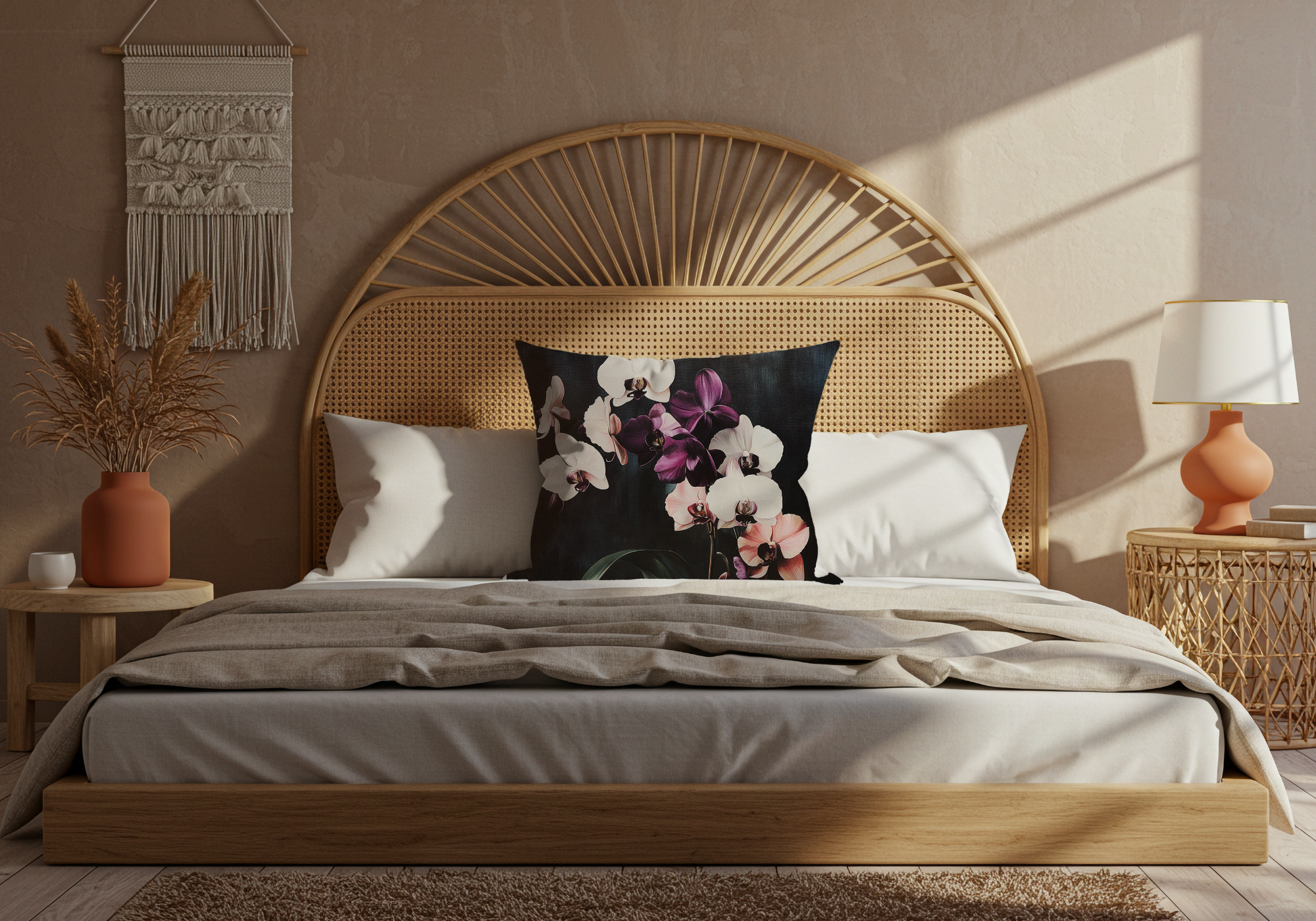 Personalized Orchid Harmony Pillow with Custom Name