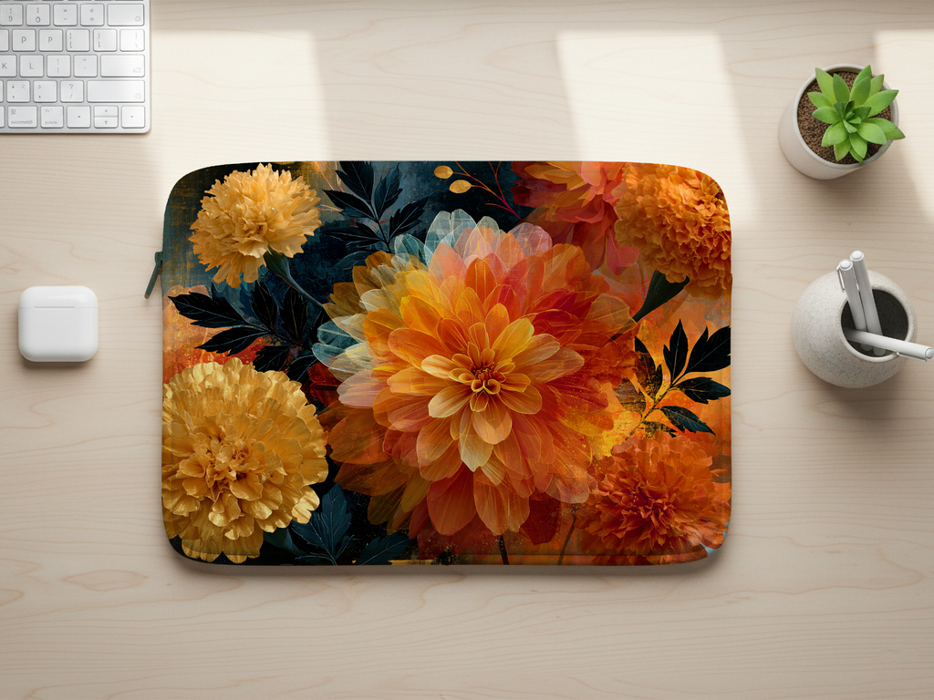 Dahlia Bloom Laptop Case Personalized for Garden Lovers Custom Name Sleeve