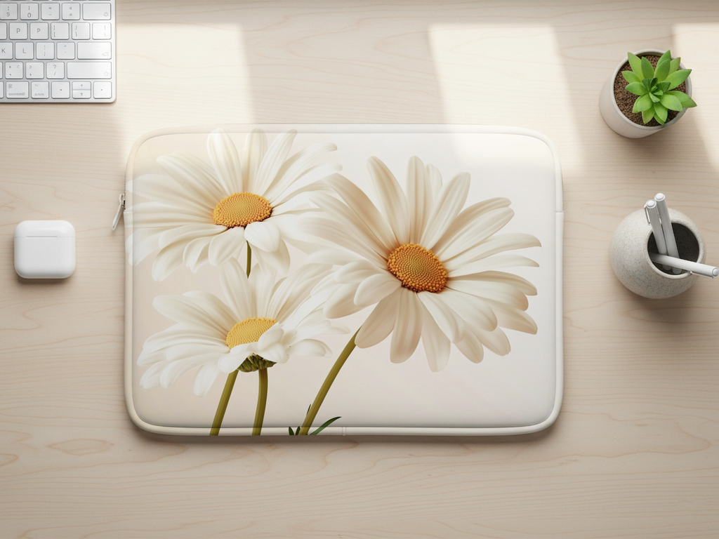 Oxeye Daisy Laptop Organizer Personalized with Name Floral Device Sleeve