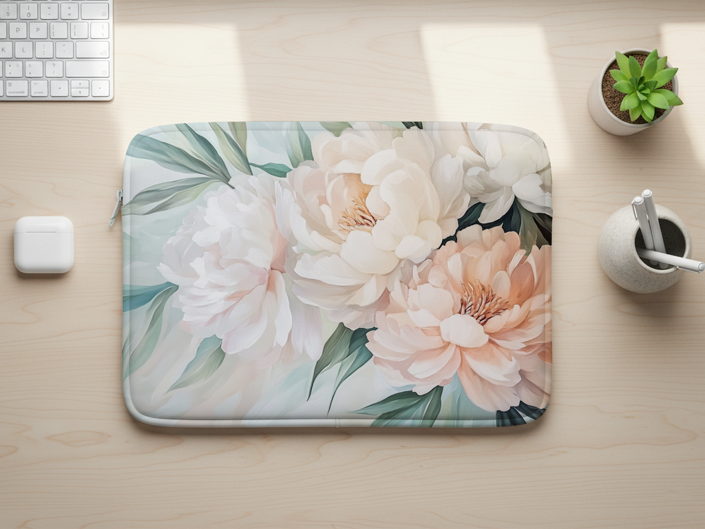 Peony Garden Laptop Sleeve Personalized with Name