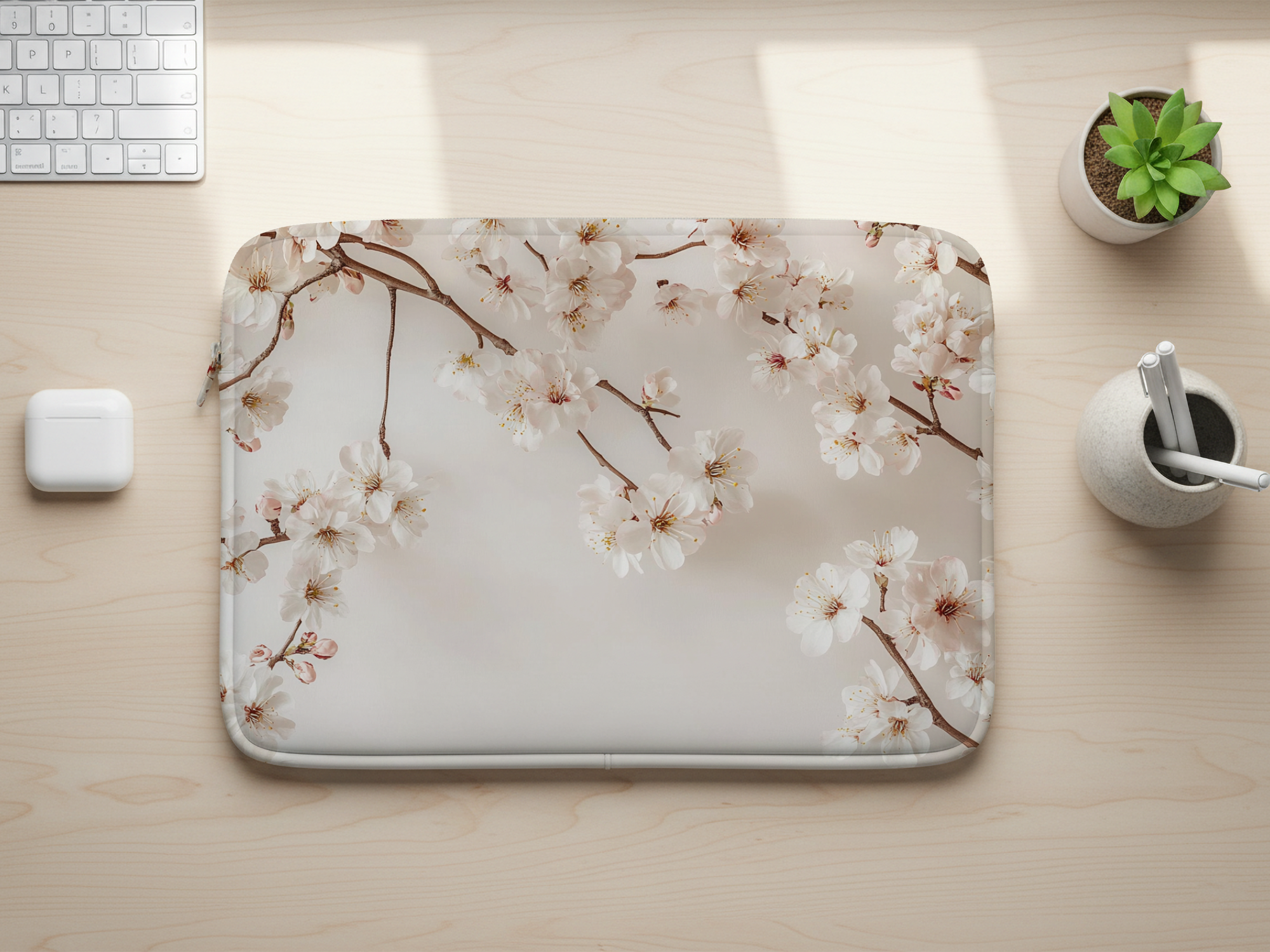 Cherry Blossom Laptop Carrying Case with Custom Name