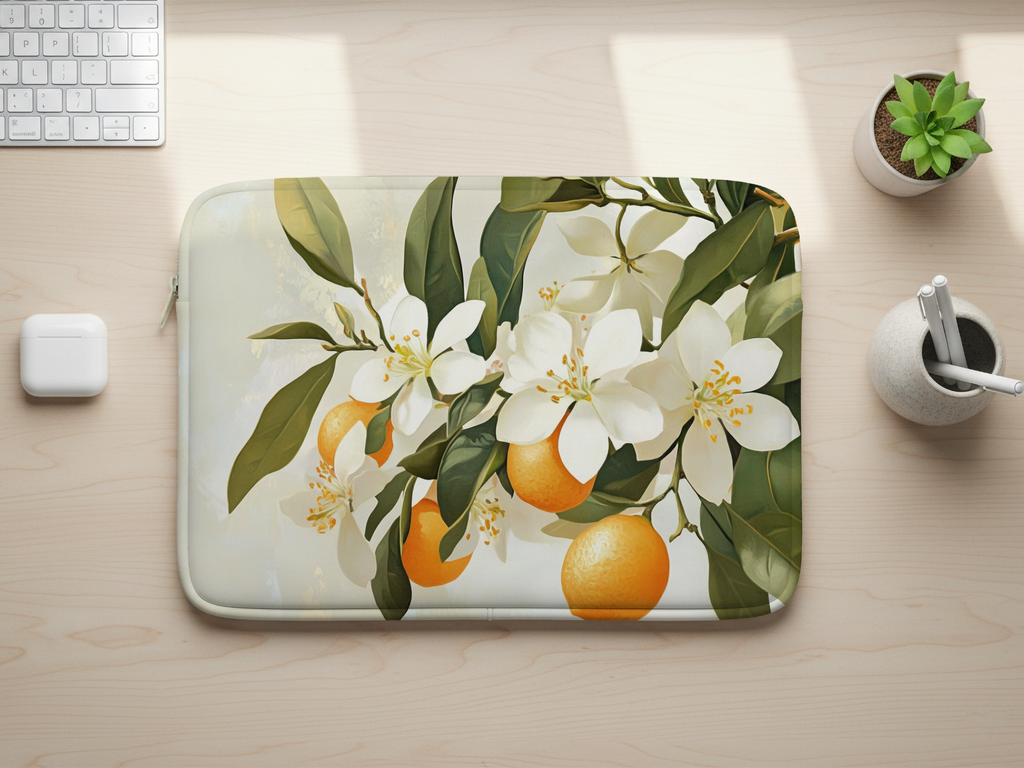 Orange Blossom Computer Sleeve Personalized for Garden Enthusiasts
