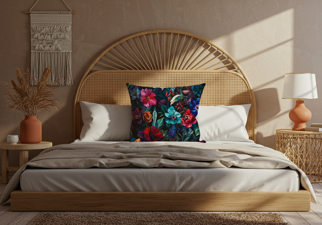 Personalized Botanical Mosaic Pillow with Custom Name