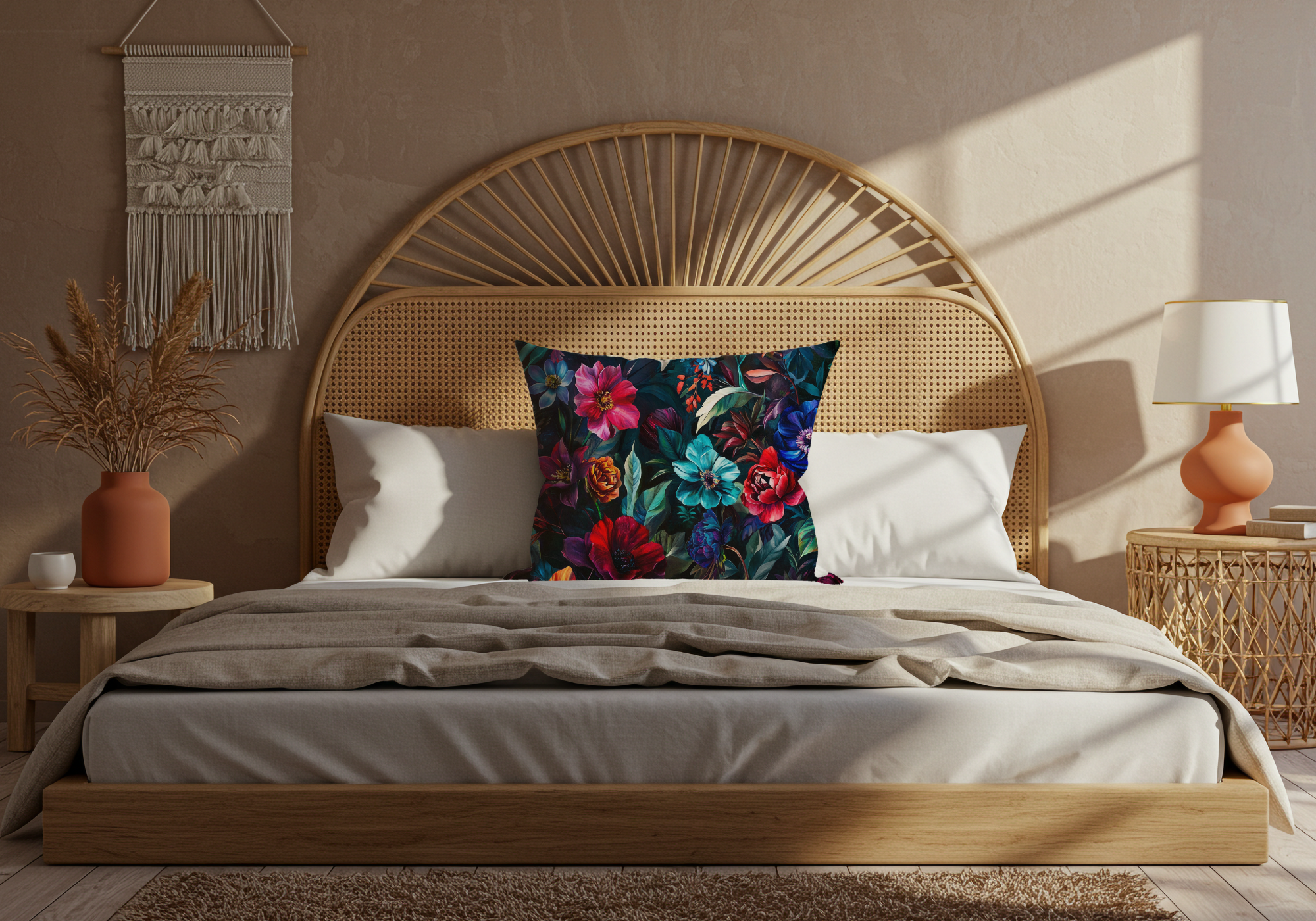 Personalized Botanical Mosaic Pillow with Custom Name