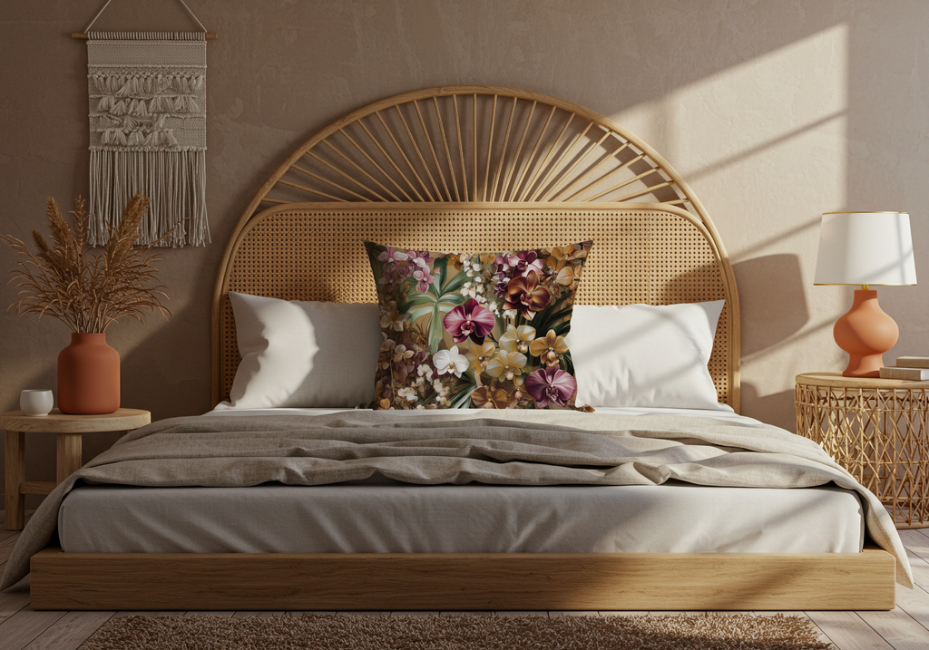 Phalaenopsis Orchid Elegance Cushion with Personalized Name