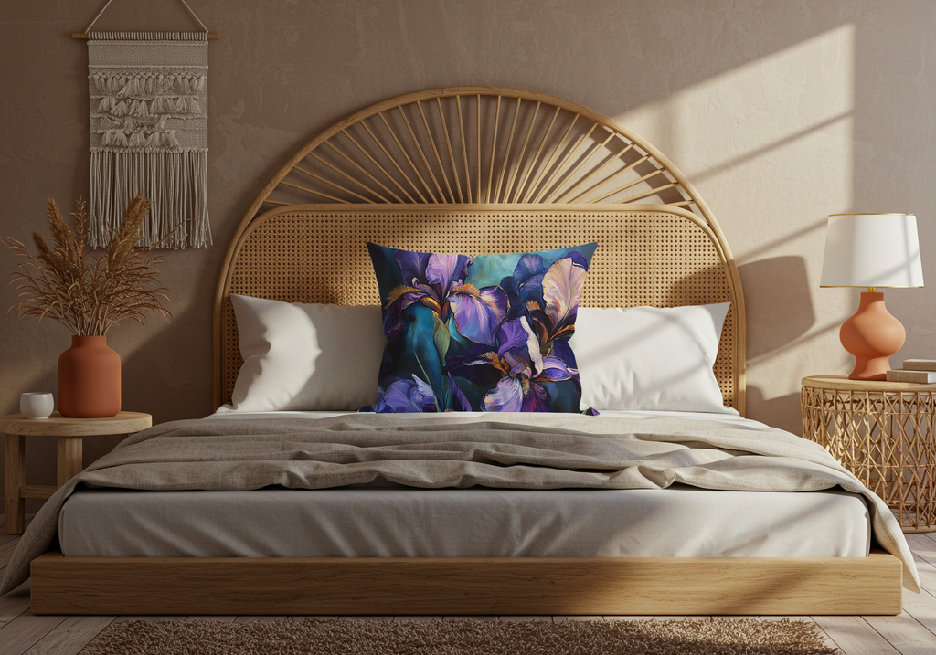 Personalized Iris Bloomscape Pillow with Custom Name